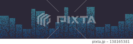 Modern city skyline with abstract blue lights Modern city skyline with abstract blue lights 138165381