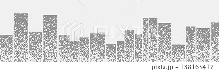 Abstract urban skyline with pixelated building silhouettes Abstract urban skyline with pixelated building silhouettes 138165417