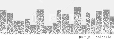 Modern skyline illustration featuring geometric skyscrapers, showcasing urban architecture and city living. 138165418
