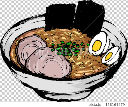 ラーメンの墨絵イラスト 138165479