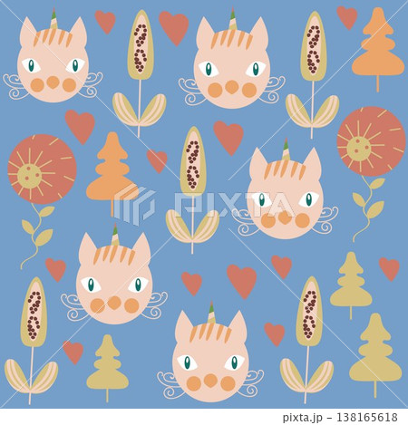 Cat-unicorn seamless pattern,vector Cat-unicorn seamless pattern,vector 138165618