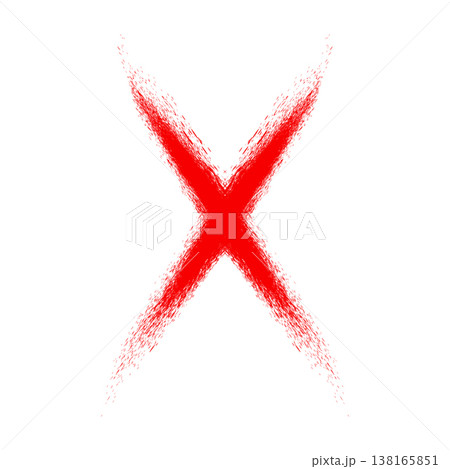 Red error symbol, brushstroke textured cross, incorrect warning icon Red error symbol, brushstroke textured cross, incorrect warning icon 138165851