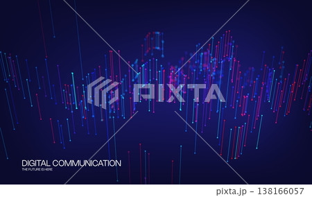 Digital technology data with background network abstract for business communication future. Vector flow science with blue computer futuristic for ai connect line. Tech connection digital. 138166057