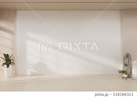 Mock up interior room and wood white color wall background 3D illustration rendering Mock up interior room and wood white color wall background 3D illustration rendering 138166321