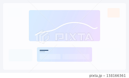 Dashboard interface with large gradient graph banner and lower content card in modern UI layout design showing structured analytics visualization for web platforms 138166361
