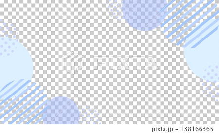 青と水色の円とドットのパステルメンフィス風フレーム背景素材 16:9 138166365