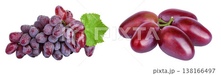 Red grape berry bunch isolated on white background Red grape berry bunch isolated on white background 138166497