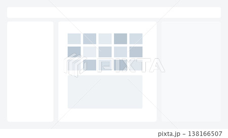 Dashboard interface with grid gallery blocks and large preview panel in modern UI layout design showing structured content organization for web application system Dashboard interface with grid gallery blocks and large preview panel in modern UI layout design showing structured content organization for web application system 138166507