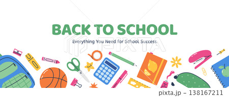 Back to school banner with supplies Back to school banner with supplies 138167211