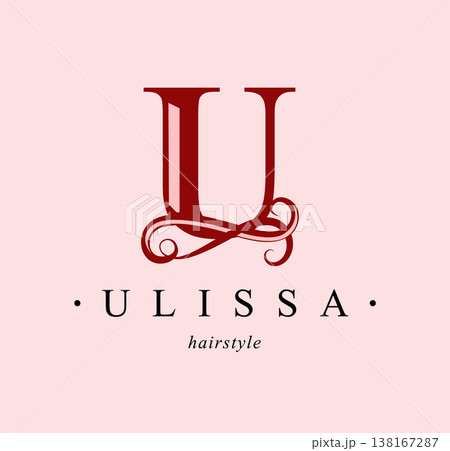 Logo, capital letter U. Monogram of Botanical Minimalistic, Initial. with Organic Plant Elements. 138167287