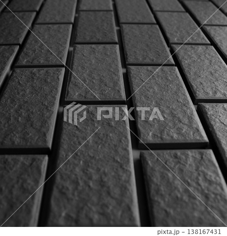 Artificial Bricks For Floor And Wall Covering In Shape Of Brickwork Grayscale Square Stock Photo 138167431