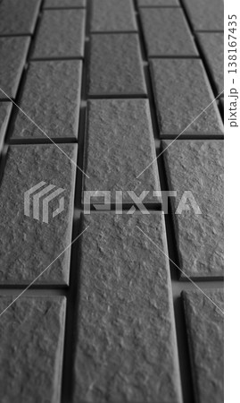 Stone tiles receding into the distance are arranged in even rows. Black and white stock photo for stone backgrounds Stone tiles receding into the distance are arranged in even rows. Black and white stock photo for stone backgrounds 138167435
