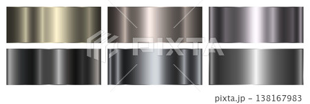 A set of shiny silver gradients with an outline on a white background. 138167983