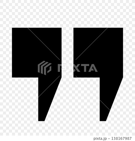 Double square quotes with sharp edges in black on a transparent background. 138167987