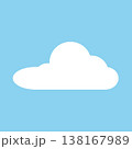 A flat cloud. Cartoon, fluffy white cloud on a blue background. Abstract space weather elements. 138167989