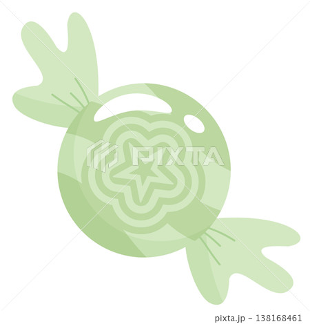 Single glossy olive green pastel candy vector with star pattern and wing wrapper Single glossy olive green pastel candy vector with star pattern and wing wrapper 138168461