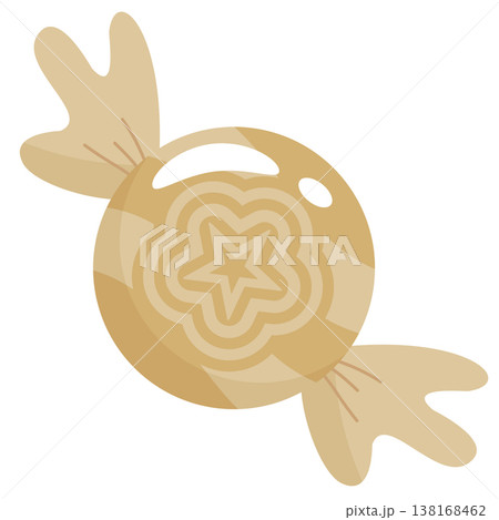 Single glossy brown pastel candy vector with star pattern and cute wing wrapper Single glossy brown pastel candy vector with star pattern and cute wing wrapper 138168462