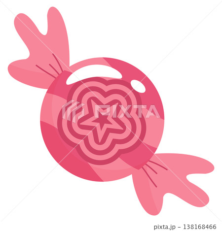 Pink wrapped candy vector illustration with star pattern in flat style Pink wrapped candy vector illustration with star pattern in flat style 138168466