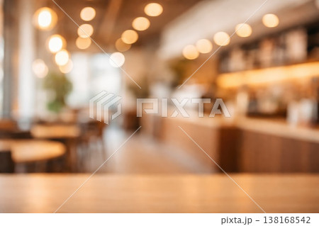 Blurred modern coffee shop interior with counter and soft lighting background Blurred modern coffee shop interior with counter and soft lighting background 138168542