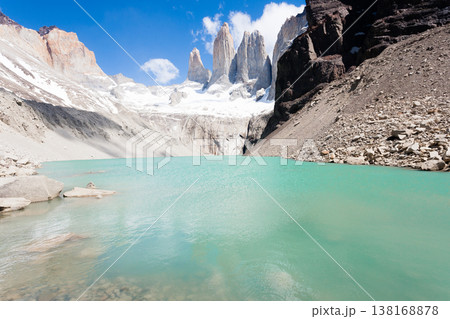 Torres del Paine peaks view, Chile landmark Torres del Paine peaks view, Chile landmark 138168878