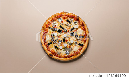 食べられない部品が乗ったピザでテクノロジー化を象徴するコンセプト写真 138169100