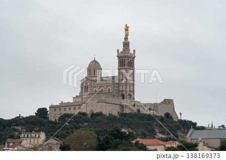 Notre Dame de la Garde basilica in Marseille on hilltop. Marseille, France Notre Dame de la Garde basilica in Marseille on hilltop. Marseille, France 138169373