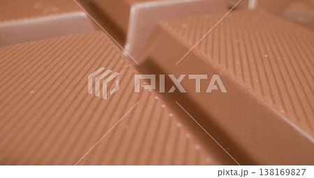Chocolate bars close up showing texture and details of cocoa product in natural light Chocolate bars close up showing texture and details of cocoa product in natural light 138169827