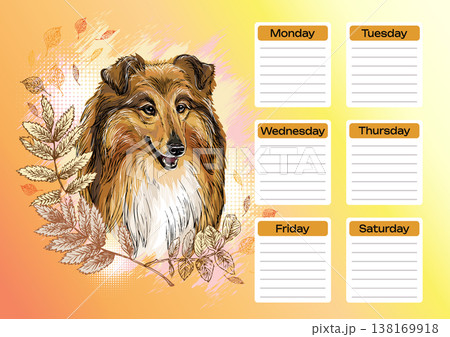 Collie printable planner and school schedule vector Collie printable planner and school schedule vector 138169918