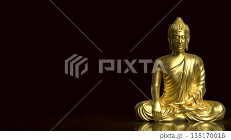 Golden Buddha Statue Meditation Spiritual Peace Concept 3d render. Golden Buddha Statue Meditation Spiritual Peace Concept 3d render. 138170016