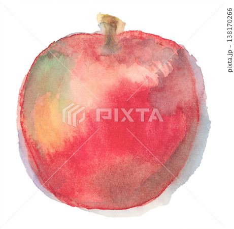 透明水彩で描いた手描きのりんご 138170266