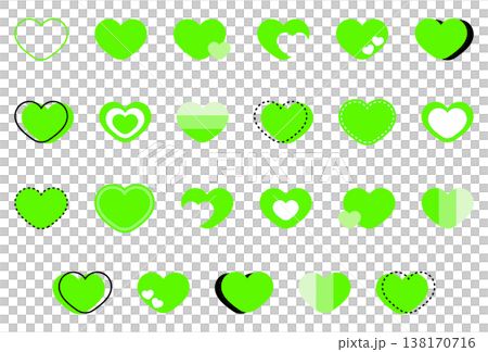 Simple heart mark set yellow-green Simple heart mark set yellow-green 138170716