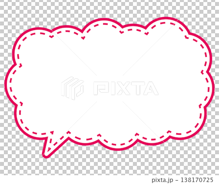 Simple colored line speech bubble, elongated cloud shape 138170725