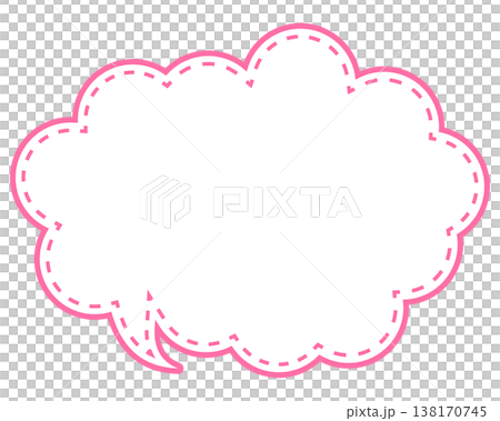 Simple colored line speech bubble with rounded cloud shape Simple colored line speech bubble with rounded cloud shape 138170745