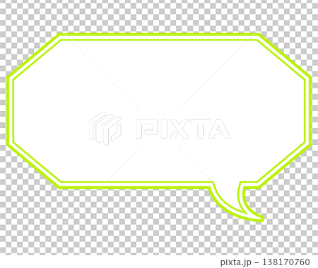 Simple colored line speech bubble, elongated octagon Simple colored line speech bubble, elongated octagon 138170760