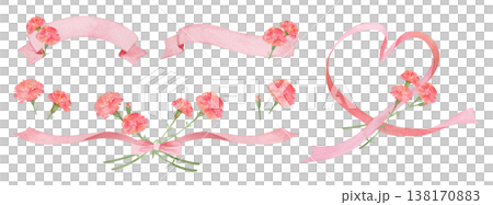 康乃馨紅色絲帶標籤套裝 138170883