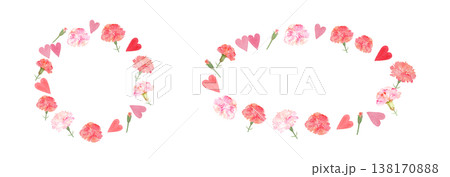 カーネーションのリースフレームセット カーネーションのリースフレームセット 138170888