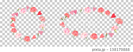 カーネーションのリースフレームセット カーネーションのリースフレームセット 138170888