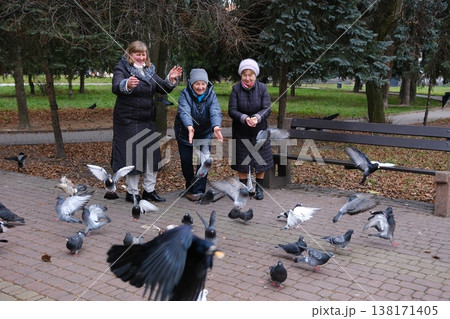 Various videos of the lives of elderly people, a husband, a wife at 70 years old, friends, a grandmother, a granddaughter, a garden, a walk, pigeons, a bed, many different videos of these people 138171405