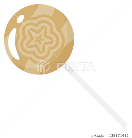 Sweet Caramel Brown Flower Lollipop Vector Illustration in Flat Style 138171411