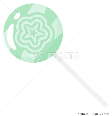 Sweet Green Flower Lollipop Vector Illustration in Flat Style Sweet Green Flower Lollipop Vector Illustration in Flat Style 138171466