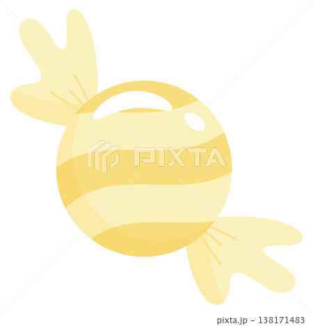 Sweet yellow striped candy wrapped in pastel paper vector illustration Sweet yellow striped candy wrapped in pastel paper vector illustration 138171483
