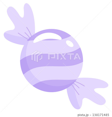 Cute purple striped candy wrapped in pastel paper vector illustration Cute purple striped candy wrapped in pastel paper vector illustration 138171485