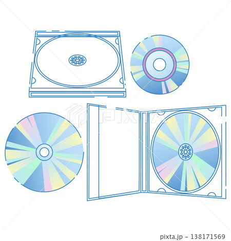 パステルカラーのCDとケース セット 平成レトロ イラスト 138171569