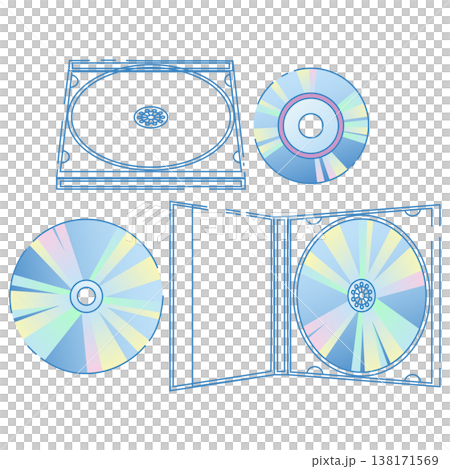 パステルカラーのCDとケース セット 平成レトロ イラスト 138171569