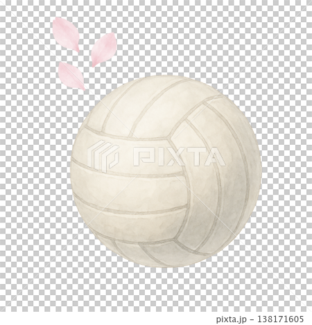 簡潔的設計,以排球和櫻花為主題;運動和春天的意象;白色背景。 簡潔的設計,以排球和櫻花為主題;運動和春天的意象;白色背景。 138171605