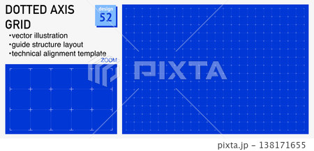 Blueprint grid system dotted axis geometry, zoom detail view. Guide line structure demonstration, engineering Blueprint grid system dotted axis geometry, zoom detail view. Guide line structure demonstration, engineering 138171655