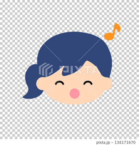 かわいい女の子の笑顔アイコン 音符付きで楽しい表情の子供シンプルイラスト かわいい女の子の笑顔アイコン 音符付きで楽しい表情の子供シンプルイラスト 138171670