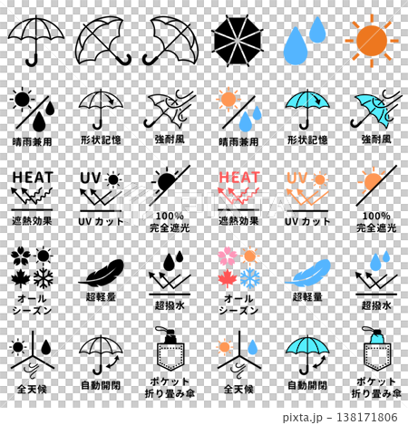 雨傘功能顯示/產品描述圖示集(日文) 雨傘功能顯示/產品描述圖示集(日文) 138171806