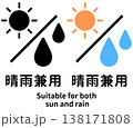 晴雨兼用アイコンセット 太陽と雨のピクトグラム 138171808