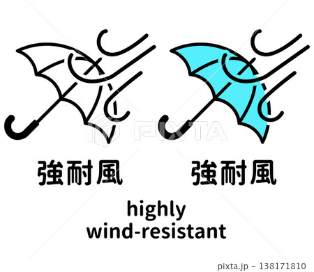 強耐風傘のアイコンセット 太陽と雨のピクトグラム 強耐風傘のアイコンセット 太陽と雨のピクトグラム 138171810